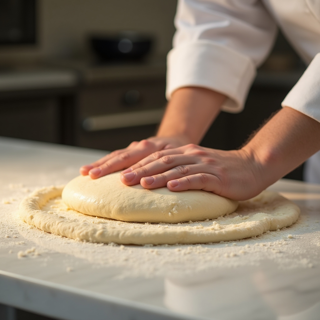 Процесс приготовления теста в кондитерском цехе