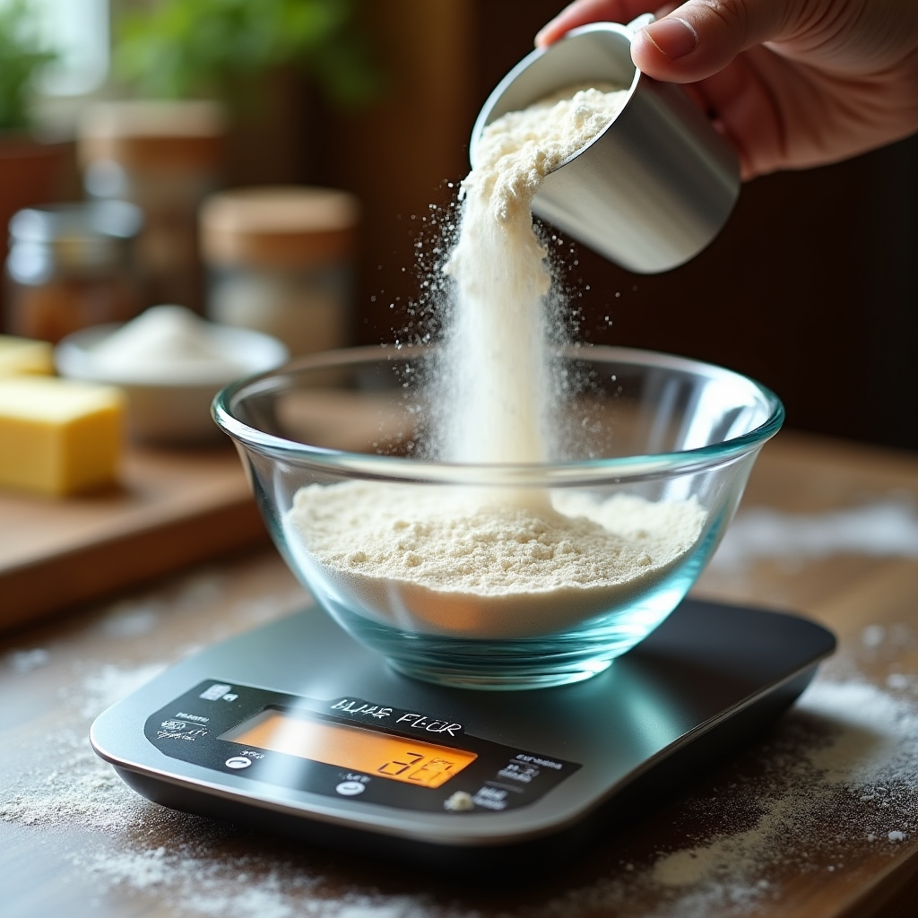 Взвешивание ингредиентов по нормам для выпечки